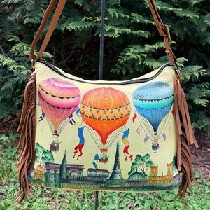 Anna by Anuschka Hand-ainted leather Frinde Hobo - Ballooning Over Paris